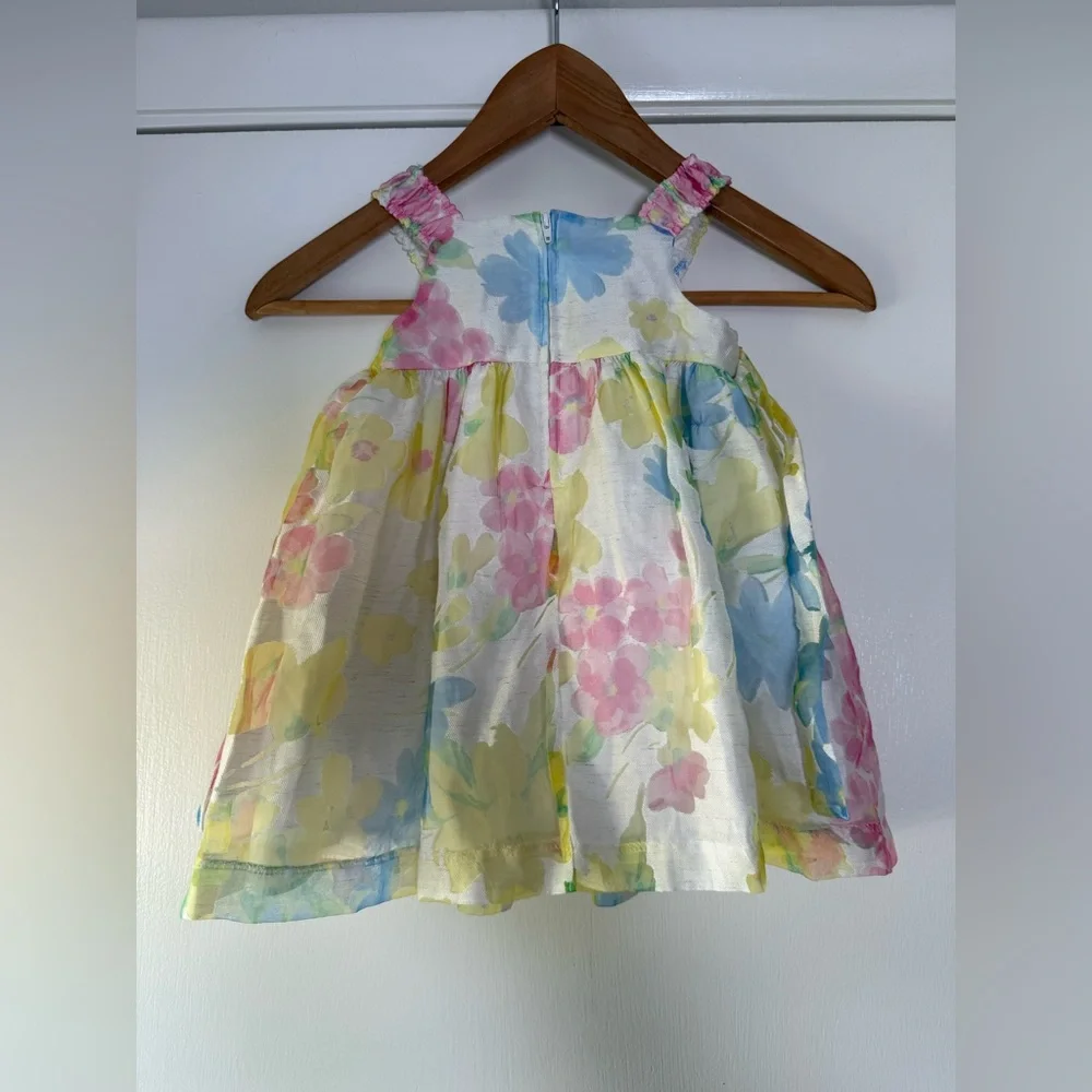 Iris & Ivy Children’s Floral Formal Dress Pink Yellow Blue White Bow 18 Months